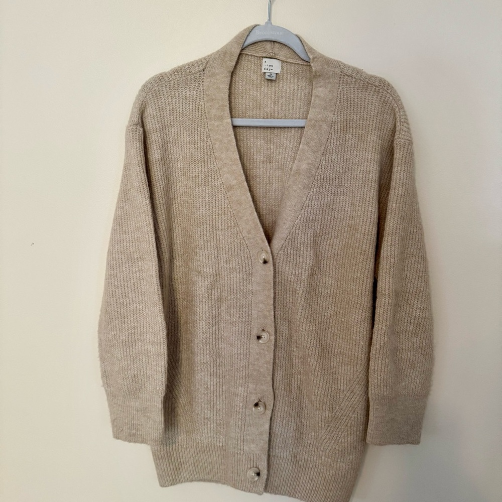 a new day Beige Button-Up Cardigan